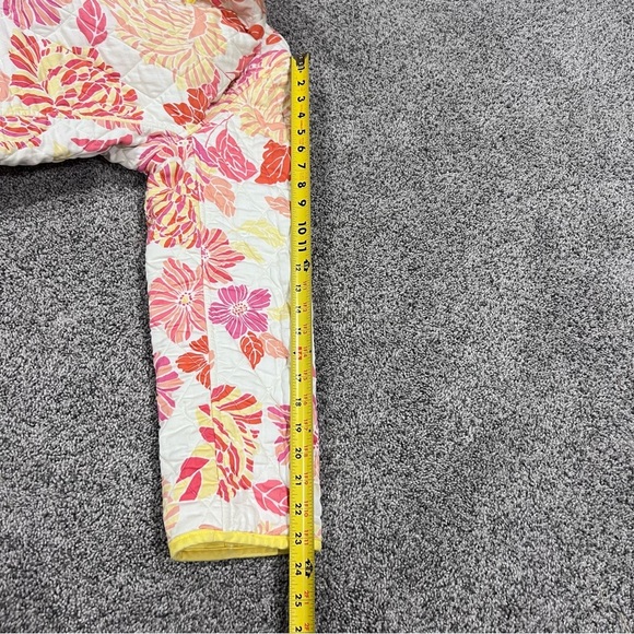 Talbots Reversible Quilted Blazer Jacket Yellow Pink Cotton Floral Women’s L - Picture 3 of 11